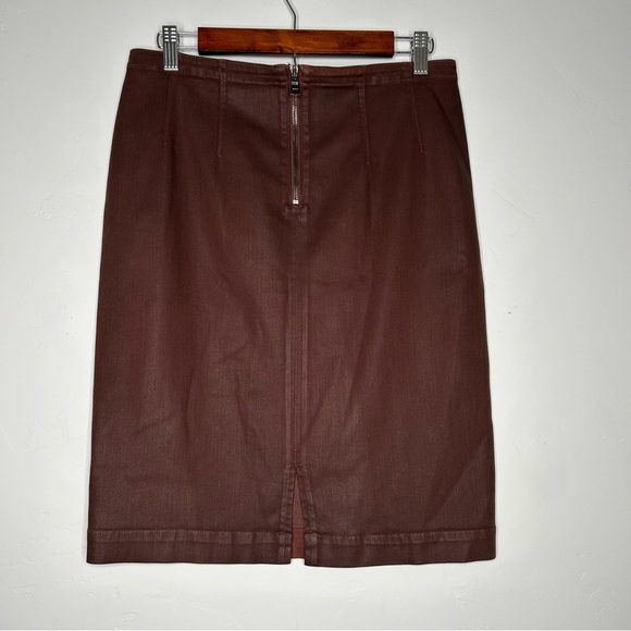 Peruvian Connection Brown Denim Pencil Skirt Knee-Length SZ 8 Fall Cotton Blend - Picture 2 of 13